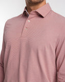 Southern Tide Mens Long Sleeve Ryder Ridgeway Stripe Performance Heather Polo in Dusty Coral