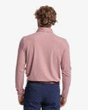 Southern Tide Mens Long Sleeve Ryder Ridgeway Stripe Performance Heather Polo in Dusty Coral