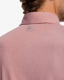 Southern Tide Mens Long Sleeve Ryder Ridgeway Stripe Performance Heather Polo in Dusty Coral