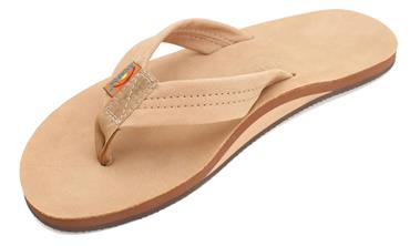 Rainbow Men's Single Layer Premium Leather Flip Flop in Sierra Brown