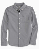 Southern Tide Youth Long Sleeve Mini Gingham Sportshirt In True Navy