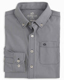 Southern Tide Youth Long Sleeve Mini Gingham Sportshirt In True Navy