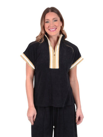 Emily McCarthy Terry Poppy Pullover in Black