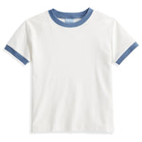 Bella Bliss  Pima Ringer Tee in Ivory with Blue Silver