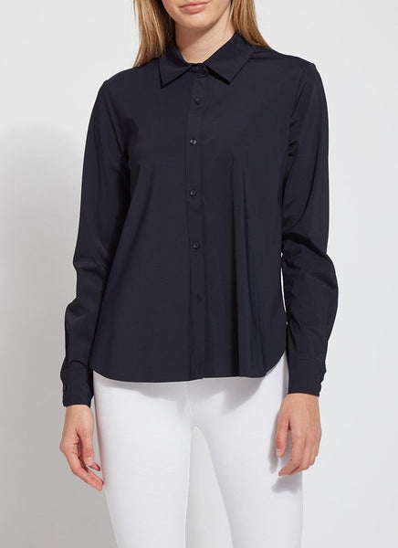 Lysse Connie Slim Button Down in True Navy