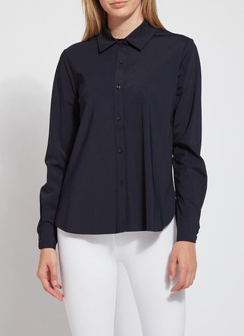 Lysse Connie Slim Button Down in True Navy