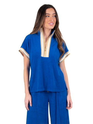 Emily McCarthy Terry Poppy Pullover in Marine