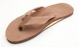 Rainbow Men's Single Layer Premium Leather Flip Flop in Dark Brown