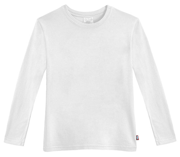 City Threads Boy's Soft Cotton Long Sleeve Jersey Tee In White