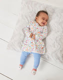 Joules Christina Dress & Legging Set In White Ditsy