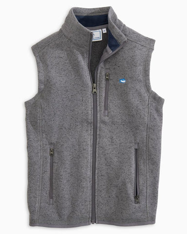 Southern Tide Boys Samson Peak Fleece Vest In Heather Gunmetal