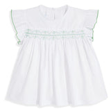 Bella Bliss Flora Flutter Sleeve Blouse In White/Green