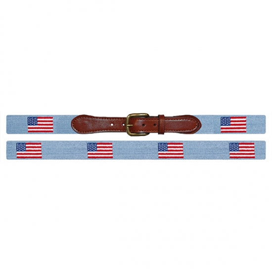 Smathers & Branson American Flag Belt In Antique Blue