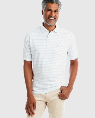 Johnnie-O Neese Striped Polo In Gulf Blue
