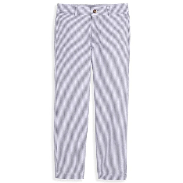 Bella Bliss Boy's Suiting Pant in Navy Seersucker Stripe