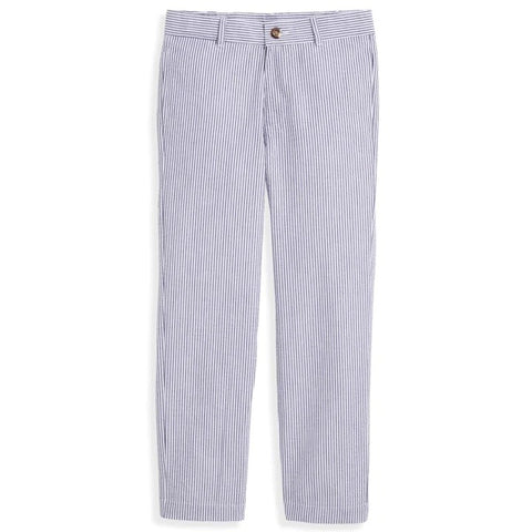 Bella Bliss Boy's Suiting Pant in Navy Seersucker Stripe