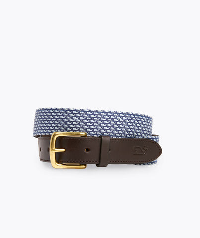 Vineyard Vines Leather Whale Club Belt in Vineyard Navy