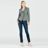Clara Sun Woo Liquid Leather Double Zip Jacket In Olive