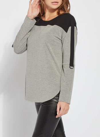Lysse Billie Roll Tab Top In Dark Heather Grey