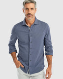Johnnie-O Jeffery Knit Button Up Shirt In Wake