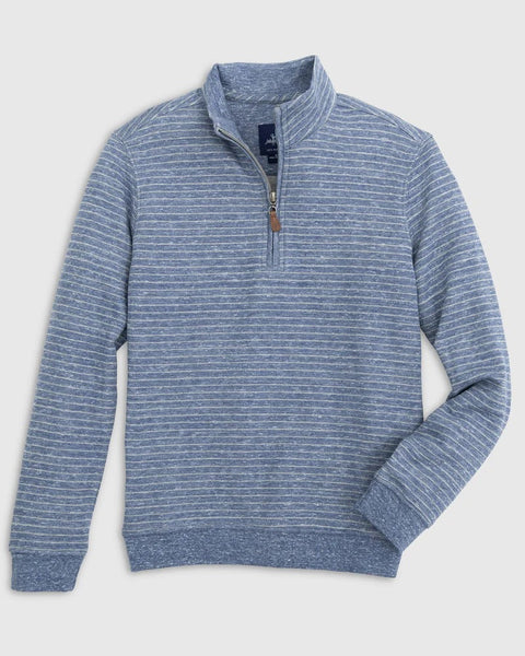 Johnnie-O Skiles Jr. Striped 1/4 Zip Pullover In Indigo