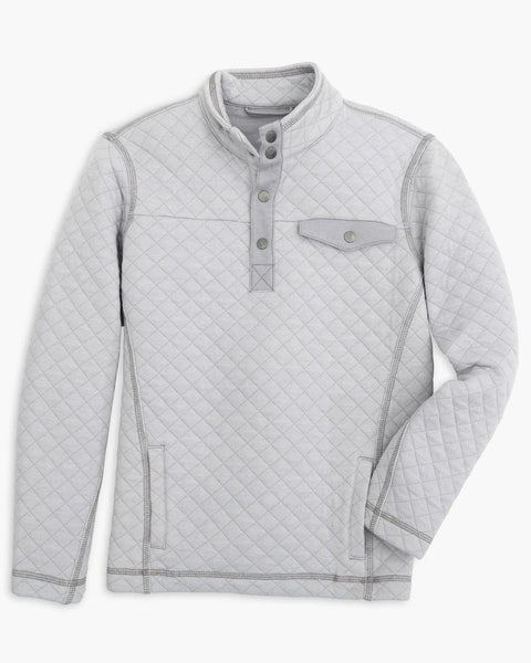 Johnnie-O Diego Jr. Quilted Henley Pullover in Light Gray
