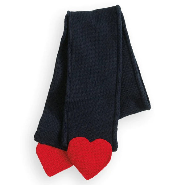 Bella Bliss Heart Scarf In Navy with Red