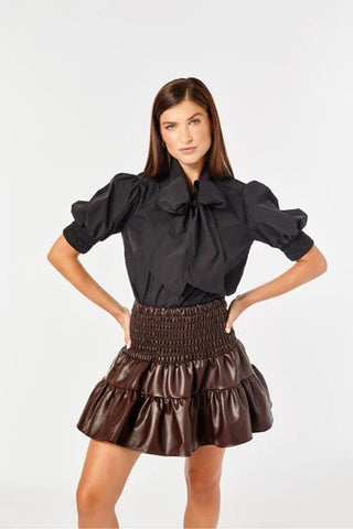 Cartolina Vegan Leather Kylie Skirt in Chocolate