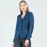 Clara Sun Woo Liquid Leather Jacket in Navy