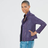 Clara Sun Woo Liquid Leather Jacket in Eggplant