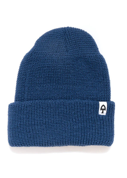 American Trench Merino Cardigan Stitch Beanie in Indigo