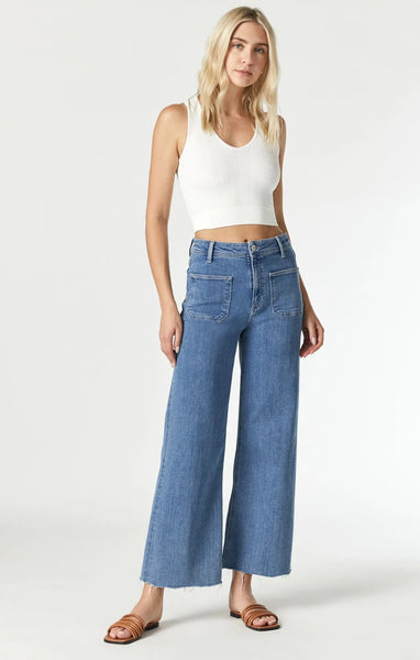 Mavi Paloma Wide Leg High Rise Jean in Mid Blue Organic