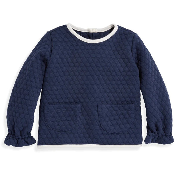 Bella Bliss Quilted Jersey Pullover In Navy