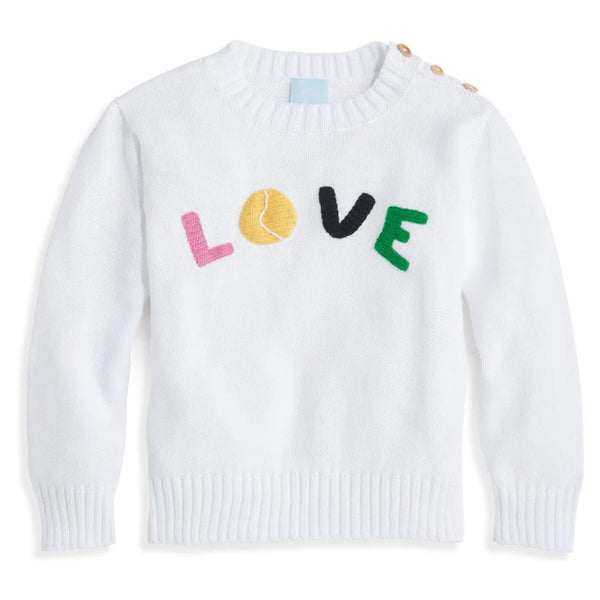 Bella Bliss Applique Tennis Love Pullover In White