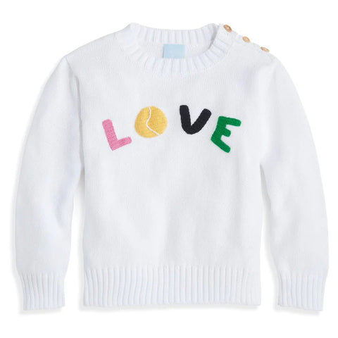 Bella Bliss Applique Tennis Love Pullover In White