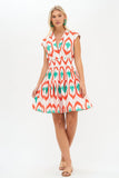 Oliphant Odisha Smocked Waist Dress in Coral