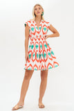Oliphant Odisha Smocked Waist Dress in Coral