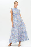 Oliphant Lucia Sleeveless Smocked Maxi Dress in Blue