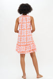 Oliphant Ruffle Hem Dress in Tigerlily Orange