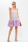 Oliphant Smocked Square Mini Dress in Paradiso Lilac