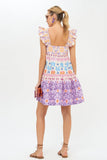 Oliphant Smocked Square Mini Dress in Paradiso Lilac