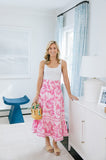 Sail To Sable Smocked Midi Skirt In Pink Bradley