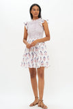 Oliphant Smocked Flirty Short Dress In Plumeria Navy