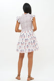 Oliphant Smocked Flirty Short Dress In Plumeria Navy