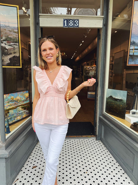 Madison Mathews Savannah Top In Shell Pink
