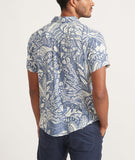 Marine Layer Men's Crinkle Cloth Shirt in Navy Tropical Print