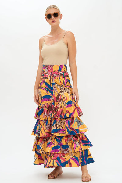 Oliphant Ruffle Maxi Skirt In Kruger Saffron