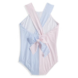 Bella Bliss Halter Neck Sabrina Bathing Suit In Pink/Blue/White