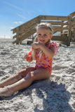 Bermies Tahiti Girls Bathing Suit In Pink Floral