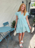 Madison Mathews Folly Mini Dress In Dainty Teal